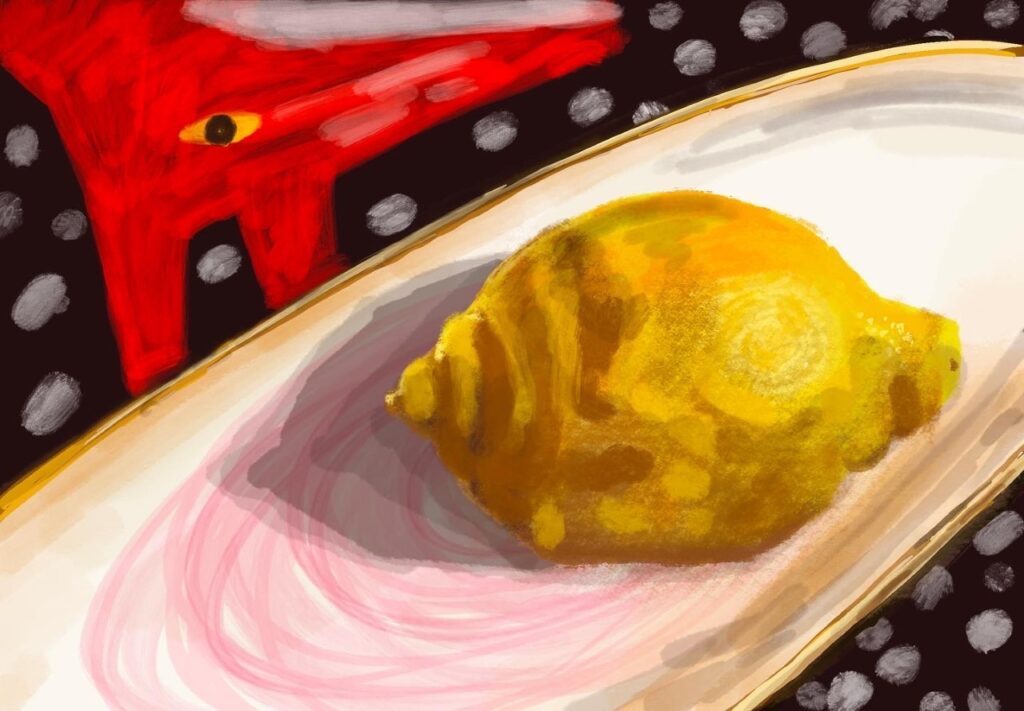 Goache painting of a Lemon by Olivia Garcia-Hassell