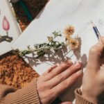 Person drawing dried flowers