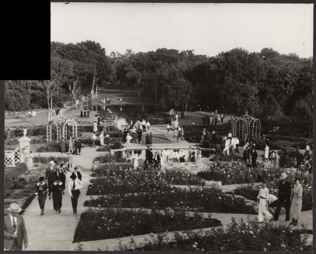 Guests enjoying the Garden Rose Garden ca 1934