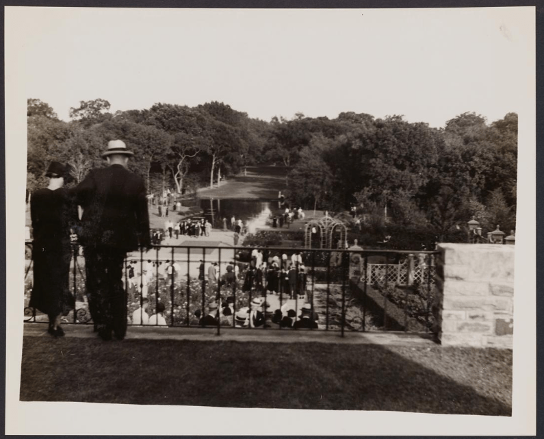 Guests enjoying the Garden Rose Garden ca 1934