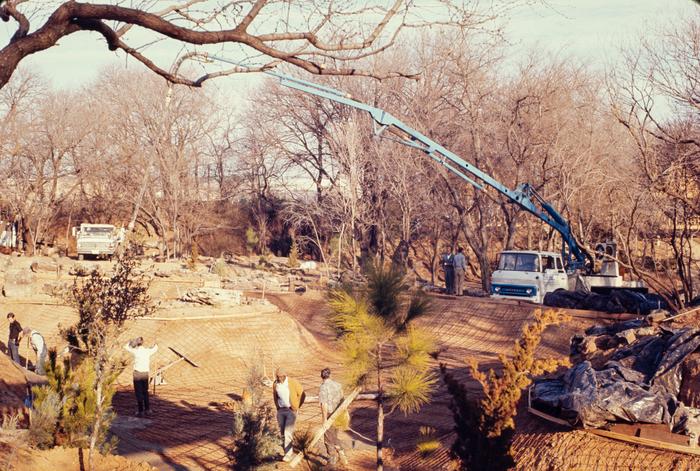 Ponds and islands in the Japanese Garden under construction