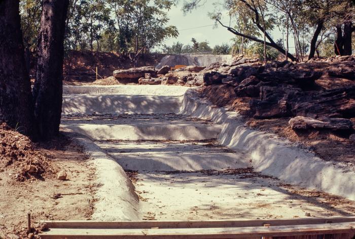 Japanese Garden streambed construction