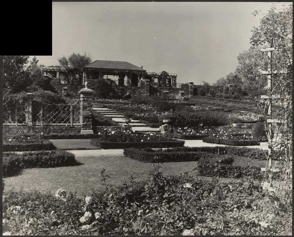 View of Shelter House from Rose Garden ca 1935